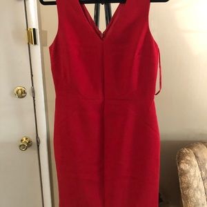 Red v neck business dress